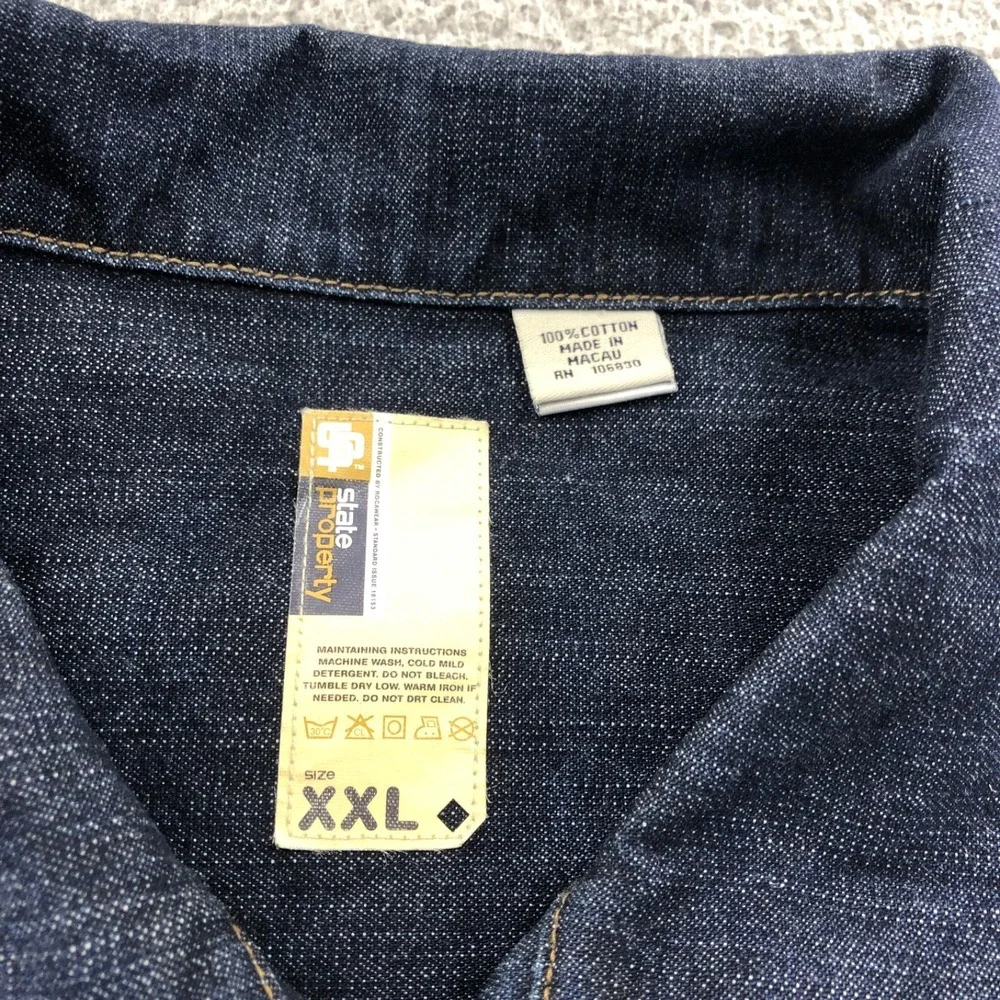 Vintage State Property Jacket Mens 2XL XXL Blue Denim Rocawear Y2K Hip Hop